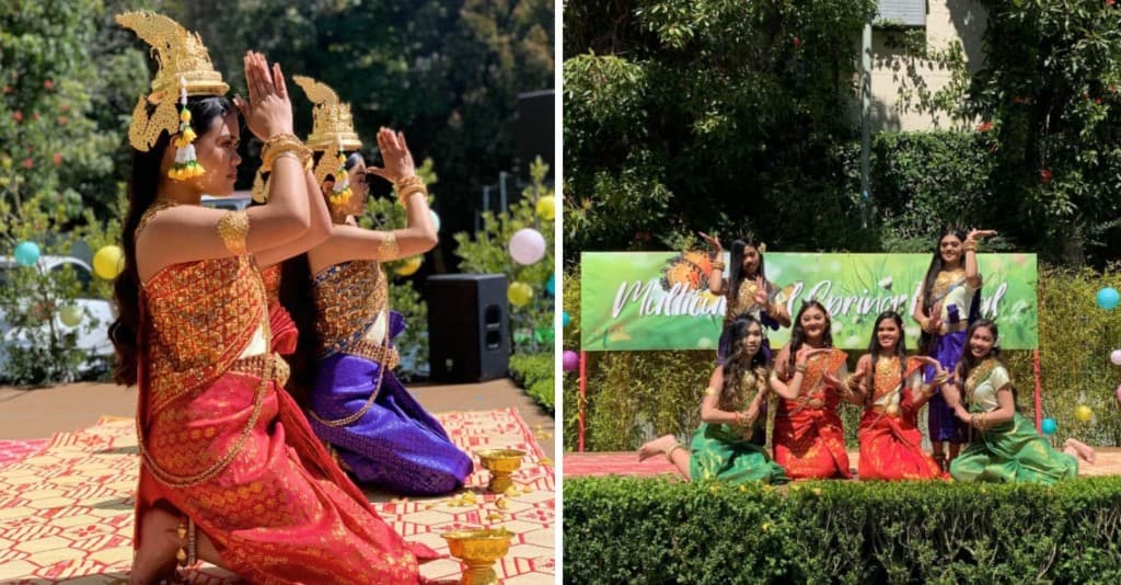Youth dancers in traditional Khmer costumes
